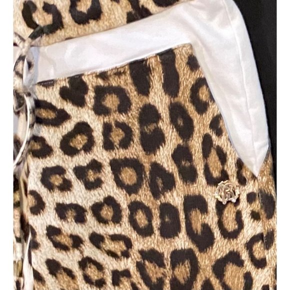 $219 Roberto Cavalli 130 7 Sweatpants Track Lounge Pants Sweat Leopard Print - Picture 3 of 6